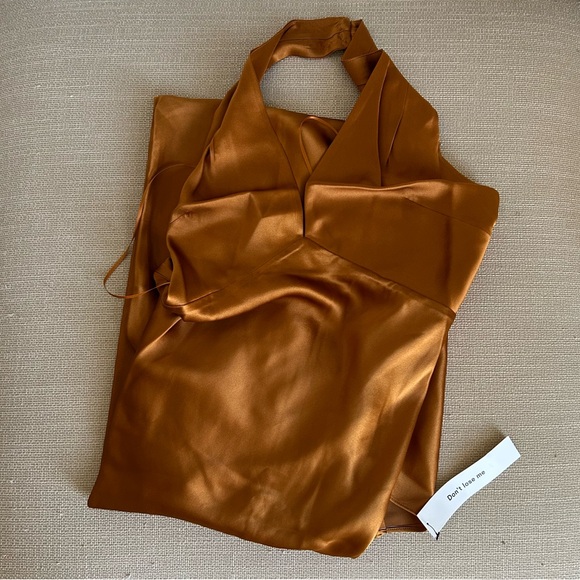 NWT Reformation Daniela Silk Maxi Dress Gown - Copper Party Cocktail Event - Picture 5 of 9